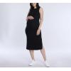 imageMotherhood Maternity Womens Sleeveless Rib Knit Midi Pregnancy Bodycon DressBlack
