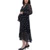 imageMotherhood Maternity Womens Long Sleeve Wrap Flounce Midi Pregnancy DressMixed Dot