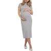 imageMotherhood Maternity Womens Mock Neck Rib Knit Pregnancy Midi Bodycon DressHeather Grey