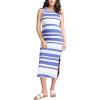 imageMotherhood Maternity Womens Sleeveless Racerback Rib Knit Midi Pregnancy Bodycon DressSkipper Blue Stripe
