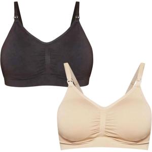 imageMotherhood Maternity Womens Busted Seamless Clip Down Nursing Full Coverage BraBlackSandshell 2 Pack