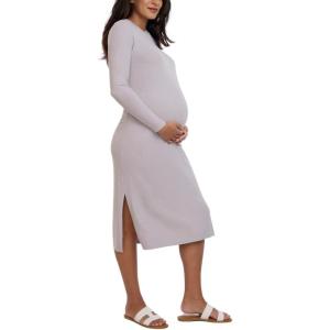 imageMotherhood Maternity Womens Long Sleeve Rib Knit Column Midi Pregnancy Bodycon DressOpal