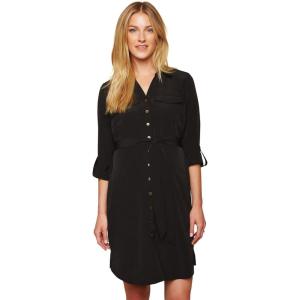 imageMotherhood Maternity Womens Maternity Collared Shirt Dress with Tie DetailBlack