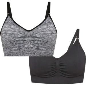 imageMotherhood Maternity Womens PlusSize Seamless Clip Down Nursing BraBlackGrey Spacedye 2 Pack