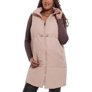 imageMotherhood Maternity Womens Sleeveless Long Pregnancy Puffer Vest with PocketsBeige