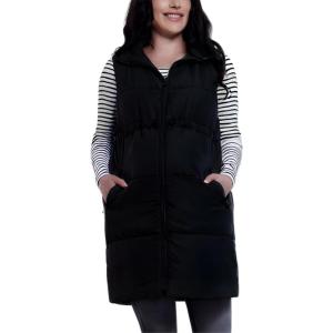 imageMotherhood Maternity Womens Sleeveless Long Pregnancy Puffer Vest with PocketsBlack