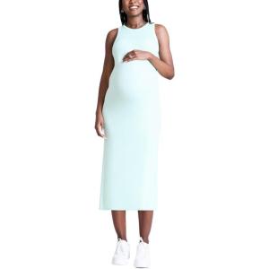 imageMotherhood Maternity Womens Sleeveless Racerback Rib Knit Midi Pregnancy Bodycon DressBirds Egg Green