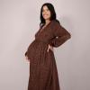imageMotherhood Maternity Womens Long Sleeve Button Front Midi Pregnancy DressBrown Animal