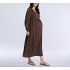 imageMotherhood Maternity Womens Long Sleeve Button Front Midi Pregnancy DressBrown Animal