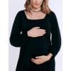 imageMotherhood Maternity Womens Long Sleeve Empire Waist Maxi Pregnancy DressBlack