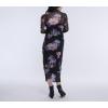 imageMotherhood Maternity Womens Long Sleeve Mesh Turtleneck Maxi Pregnancy Bodycon DressBlack Floral