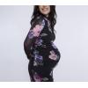 imageMotherhood Maternity Womens Long Sleeve Mesh Turtleneck Maxi Pregnancy Bodycon DressBlack Floral