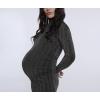 imageMotherhood Maternity Womens Long Sleeve Mesh Turtleneck Maxi Pregnancy Bodycon DressGold Lurex