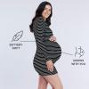 imageMotherhood Maternity Womens Long Sleeve Rib Knit Mini Pregnancy Bodycon DressBlack