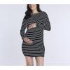 imageMotherhood Maternity Womens Long Sleeve Rib Knit Mini Pregnancy Bodycon DressBlack White Stripe
