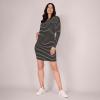 imageMotherhood Maternity Womens Long Sleeve Rib Knit Mini Pregnancy Bodycon DressBlack White Stripe