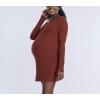 imageMotherhood Maternity Womens Long Sleeve Rib Knit Mini Pregnancy Bodycon DressBrandy Brown