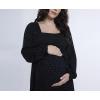 imageMotherhood Maternity Womens Long Sleeve Smocked Babydoll Mini DressCore Black