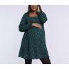 imageMotherhood Maternity Womens Long Sleeve Smocked Babydoll Mini DressTeal Ditsy