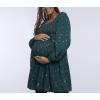 imageMotherhood Maternity Womens Long Sleeve Smocked Babydoll Mini DressTeal Ditsy