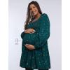 imageMotherhood Maternity Womens Long Sleeve Smocked Babydoll Mini DressTeal Ditsy