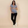 imageMotherhood Maternity Womens Short Sleeve Side Ruched VNeck Pregnancy TShirtBlack  Grey 2 Pack
