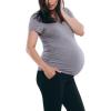 imageMotherhood Maternity Womens Short Sleeve Side Ruched VNeck Pregnancy TShirtBlack  Grey 2 Pack