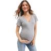 imageMotherhood Maternity Womens Short Sleeve Side Ruched VNeck Pregnancy TShirtBlack  White  Heather Grey 3 Pack