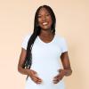 imageMotherhood Maternity Womens Short Sleeve Side Ruched VNeck Pregnancy TShirtBlack  White 2 Pack