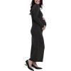 imageMotherhood Maternity Womens Long Sleeve Mesh Turtleneck Maxi Pregnancy Bodycon DressGold Lurex
