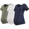 imageMotherhood Maternity Womens Short Sleeve Side Ruched VNeck Pregnancy TShirtWhiteNavyBeetle