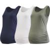 imageMotherhood Maternity Womens Sleeveless Scoop Neck Side Ruched Pregnancy Tank Top3 PackWhiteNavyBeetle