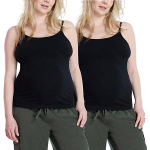 imageMotherhood Maternity Womens Clip Down Nursing Tank Top Cami with Adjustable Straps for Breastfeeding2 PackBlackBlack