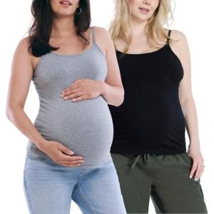imageMotherhood Maternity Womens Clip Down Nursing Tank Top Cami with Adjustable Straps for Breastfeeding2 PackBlackGray