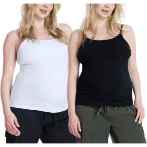 imageMotherhood Maternity Womens Clip Down Nursing Tank Top Cami with Adjustable Straps for Breastfeeding2 PackWhiteBlack