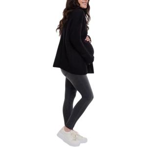 imageMotherhood Maternity Womens Long Sleeve Mock Turtleneck Pregnancy Knit SweaterBlack