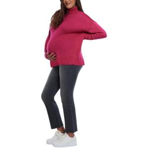 imageMotherhood Maternity Womens Long Sleeve Mock Turtleneck Pregnancy Knit SweaterCabaret