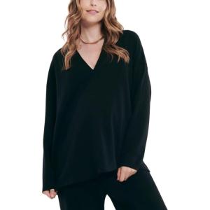 imageMotherhood Maternity Womens Long Sleeve VNeck Scuba Pullover Nursing HoodieBlack