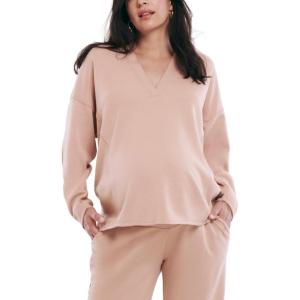 imageMotherhood Maternity Womens Long Sleeve VNeck Scuba Pullover Nursing HoodieBrush