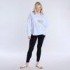 imageMotherhood Maternity Womens Button Down Poplin Long Sleeve Pregnancy ShirtWhite Blue Stripe