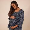 imageMotherhood Maternity Womens Long Sleeve Smocked Babydoll TopBlack Ditsy