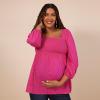 imageMotherhood Maternity Womens Long Sleeve Smocked Babydoll TopCabaret