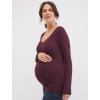 imageMotherhood Maternity Womens Long Sleeve VNeck Side Ruched Tee ShirtBurgundy