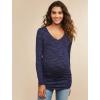 imageMotherhood Maternity Womens Long Sleeve VNeck Side Ruched Tee ShirtNavy Space Dye