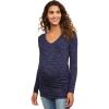 imageMotherhood Maternity Womens Long Sleeve VNeck Side Ruched Tee ShirtNavy Space Dye
