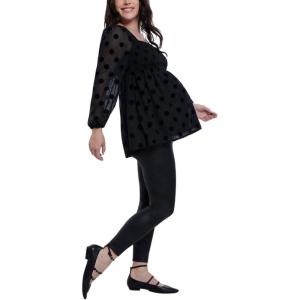 imageMotherhood Maternity Womens Long Sleeve Smocked Babydoll TopBlack