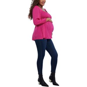 imageMotherhood Maternity Womens Long Sleeve Smocked Babydoll TopCabaret