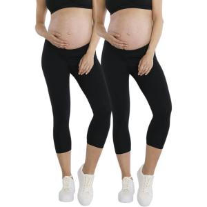 imageMotherhood Maternity Womens Maternity Bump Start 2 Pack Under Belly Casual LeggingsBlackBlack