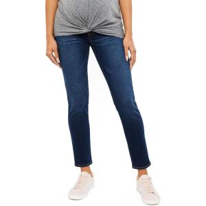 imageMotherhood Maternity Womens Indigo Blue Sustainable Secret Fit Over The Belly Skinny Leg Pregnancy Jeans with PocketsDark Wash