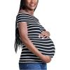 imageMotherhood Maternity Womens OffTheShoulder Rib Knit Pregnancy TopBlackWhite Stripe